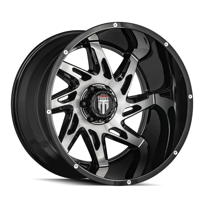 AMERICAN TRUXX AT183-22478BM-76 AT183 SPYDER BLACK/MACHINED 22X14 8-180 -76mm 125.2mm - Truck Part Superstore