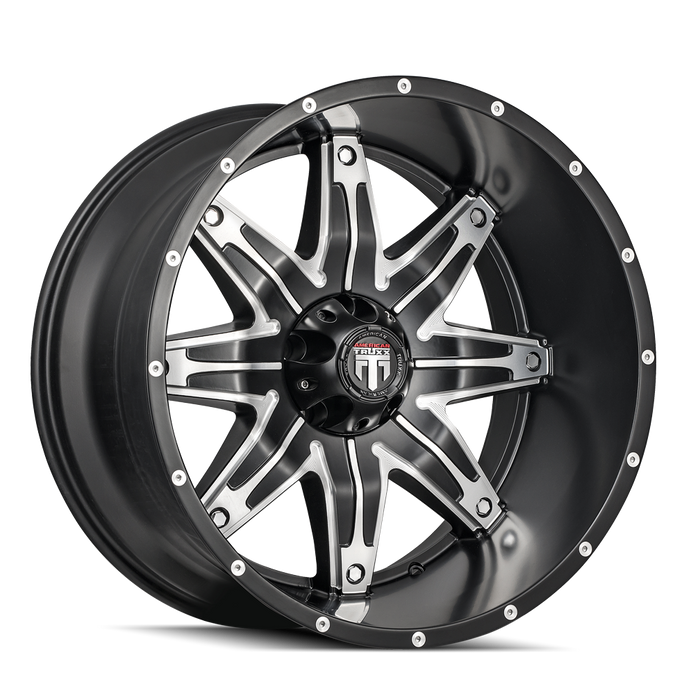 AMERICAN TRUXX AT185-2178BM-24 AT185 LONESTAR BLACK/MACHINED 20X10 8-180 -24mm 125.2mm - Truck Part Superstore