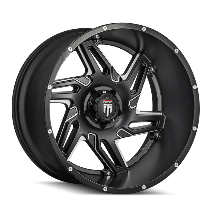 AMERICAN TRUXX AT186-22278M-44 AT186 SPURS BLACK/MILLED 22X12 8-180 -44mm 125.2mm - Truck Part Superstore
