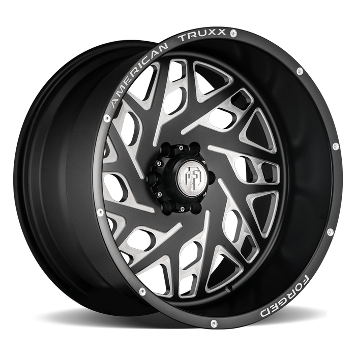 AMERICAN TRUXX FORGED ATF1909-24483-76M ATF1909-241483M ARIES (ATF1909) MATTE BLACK/MILLED 24X14 6x5.5/-76mm 106.1mm - Truck Part Superstore