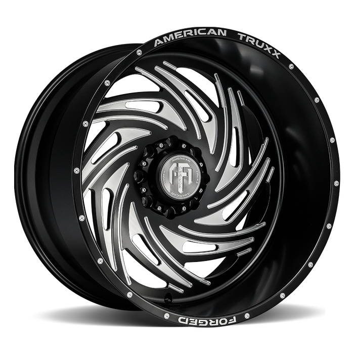 AMERICAN TRUXX FORGED ATF1911-22278-44M ATF1911-221297M TWISTED (ATF1911) MATTE BLACK/MILLED 22X12  8x180/-44mm 124.2mm - Truck Part Superstore