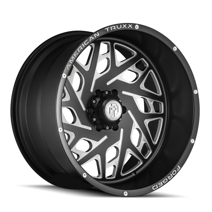 AMERICAN TRUXX FORGED ATF1909-22278-44M ATF1909-221297M ARIES (ATF1909) MATTE BLACK/MILLED 22X12  8-180/-44mm 124.2mm - Truck Part Superstore