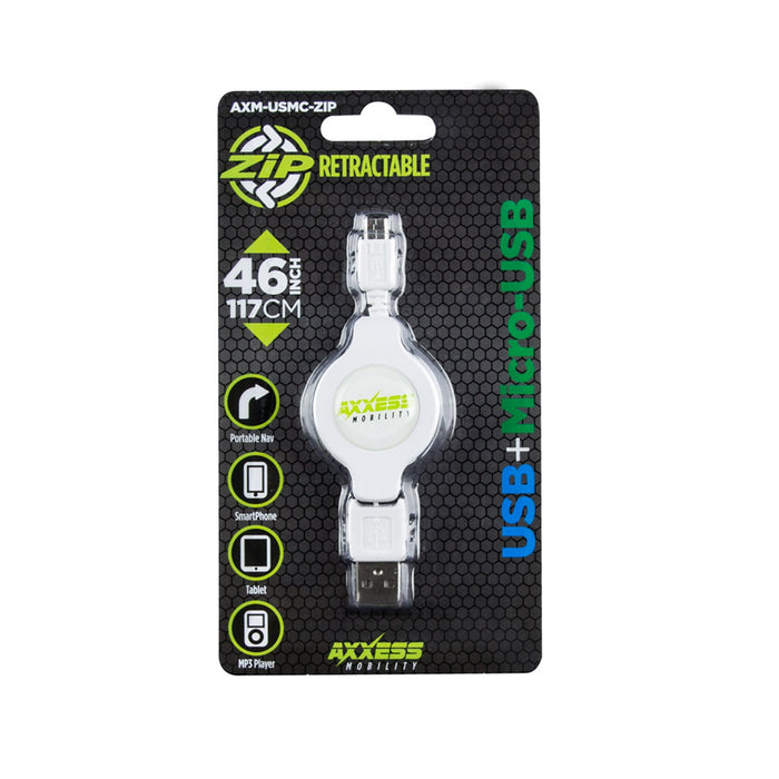 Metra Electronics AXM-USMC-ZIP Micro USB To USB Retractable Extension Cable; - Truck Part Superstore