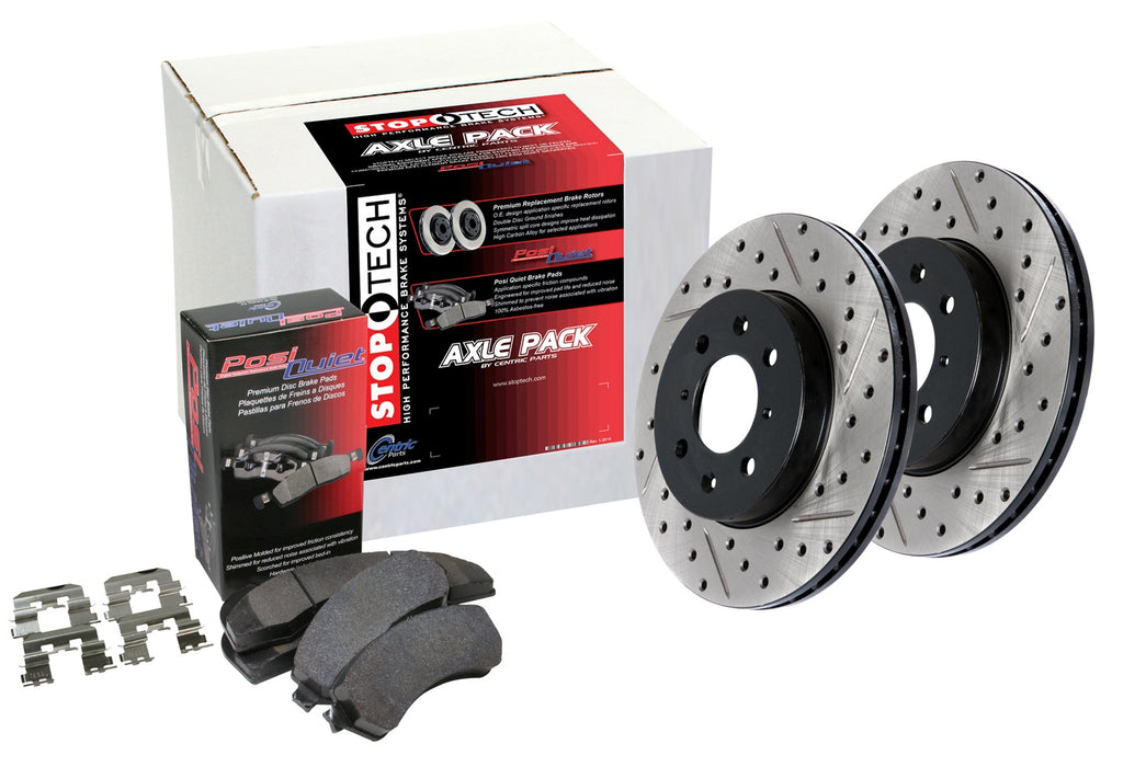 StopTech 938.65018 StopTech Street Axle Pack; Drilled and Slotted; Front Brake Kit - Truck Part Superstore