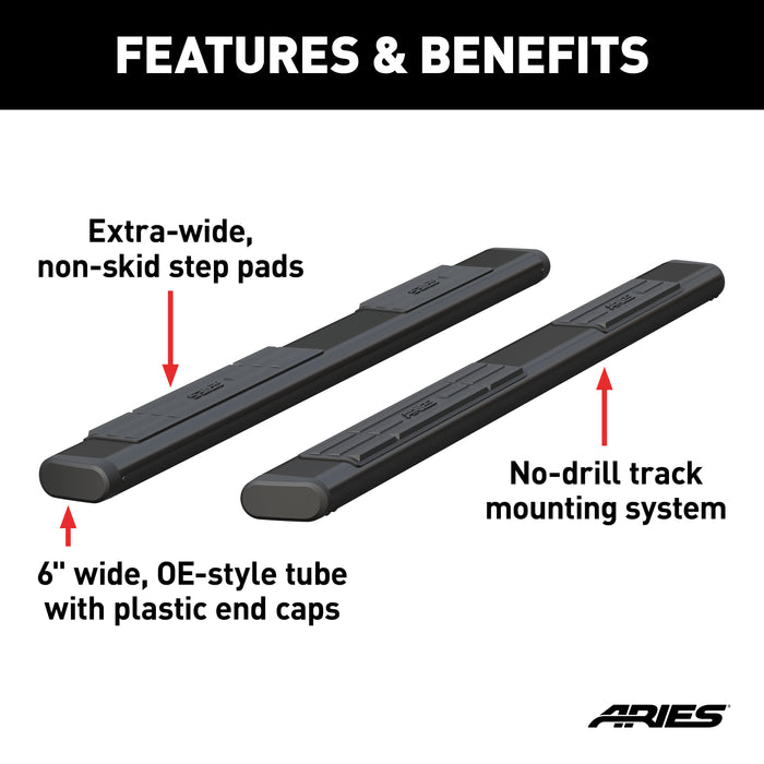 ARIES B2885 ARIES B2885 85-Inch Oval Black Aluminum Nerf Bars; Brackets Sold Separately - Truck Part Superstore