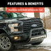 ARIES B35-5006-3 Stealth 3in. Black Stainless Bull Bar; Select Dodge; Ram 1500; 2500; 3500 - Truck Part Superstore