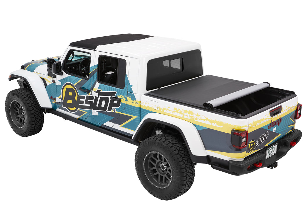 Bestop 19280-17 EZ-Roll Soft Tonneau - '20-23 Gladiator; For 5 ft. bed (Black Twill) - Truck Part Superstore