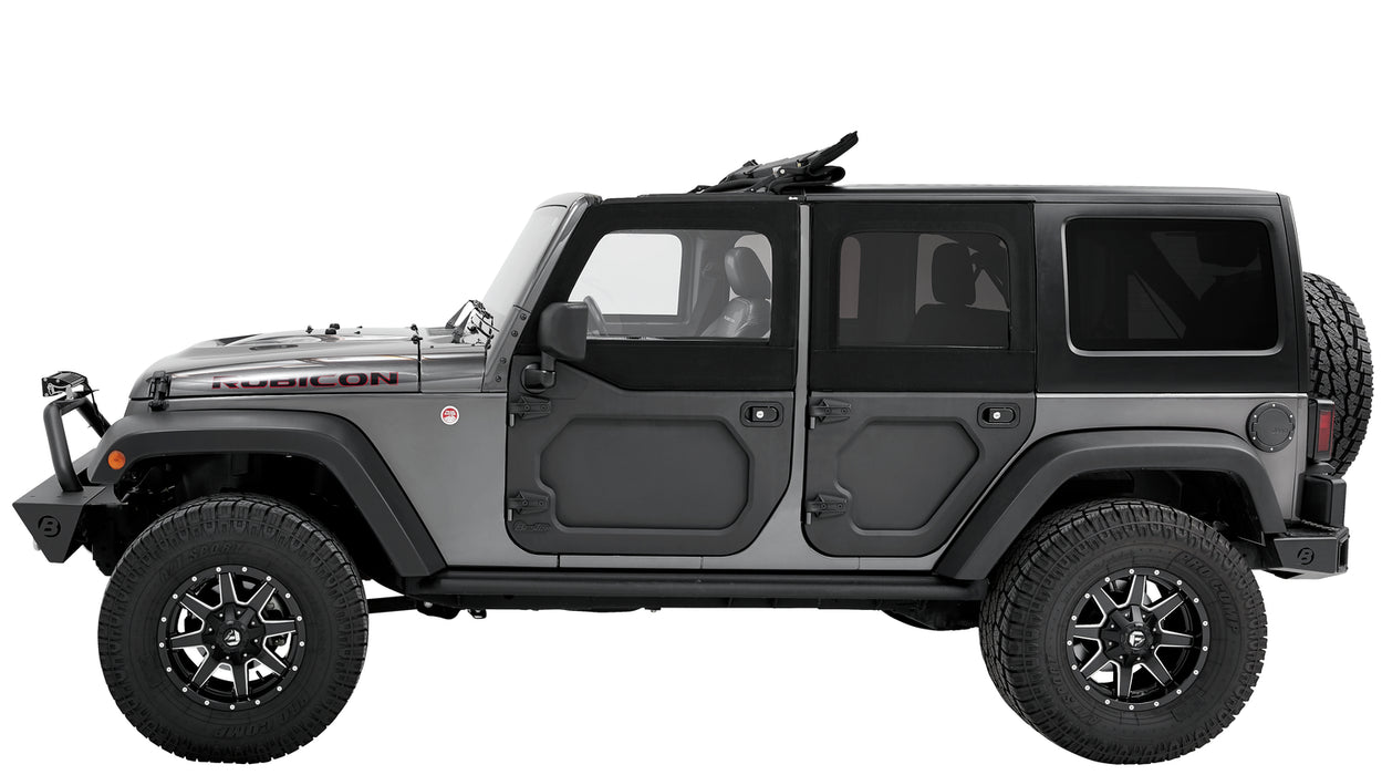 Bestop 51733-17 Upper Fabric Doors - '07-18 Wrangler JK 4-Door (Rear Upper Doors, Black Twill) - Truck Part Superstore