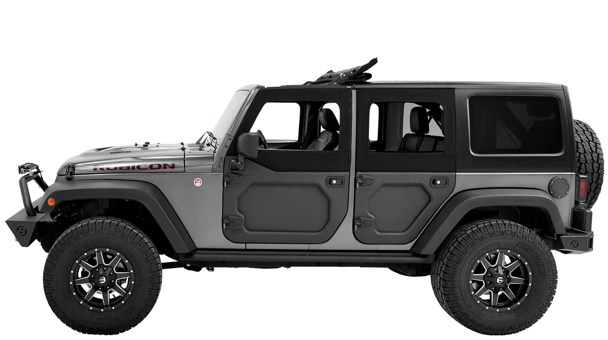 Bestop 51733-17 Upper Fabric Doors - '07-18 Wrangler JK 4-Door (Rear Upper Doors, Black Twill) - Truck Part Superstore