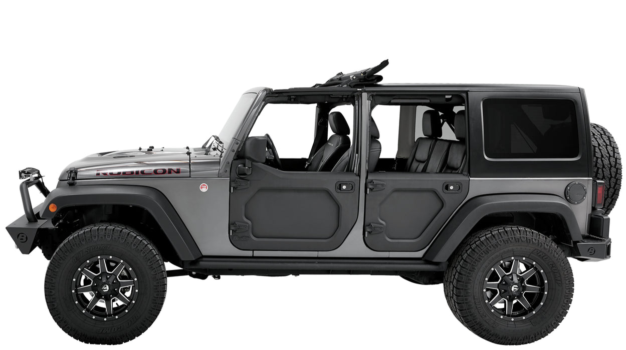 Bestop 51733-17 Upper Fabric Doors - '07-18 Wrangler JK 4-Door (Rear Upper Doors, Black Twill) - Truck Part Superstore