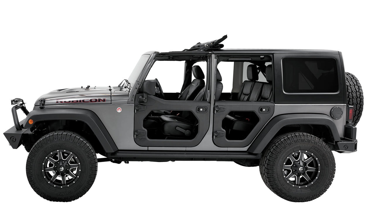 Bestop 51733-17 Upper Fabric Doors - '07-18 Wrangler JK 4-Door (Rear Upper Doors, Black Twill) - Truck Part Superstore