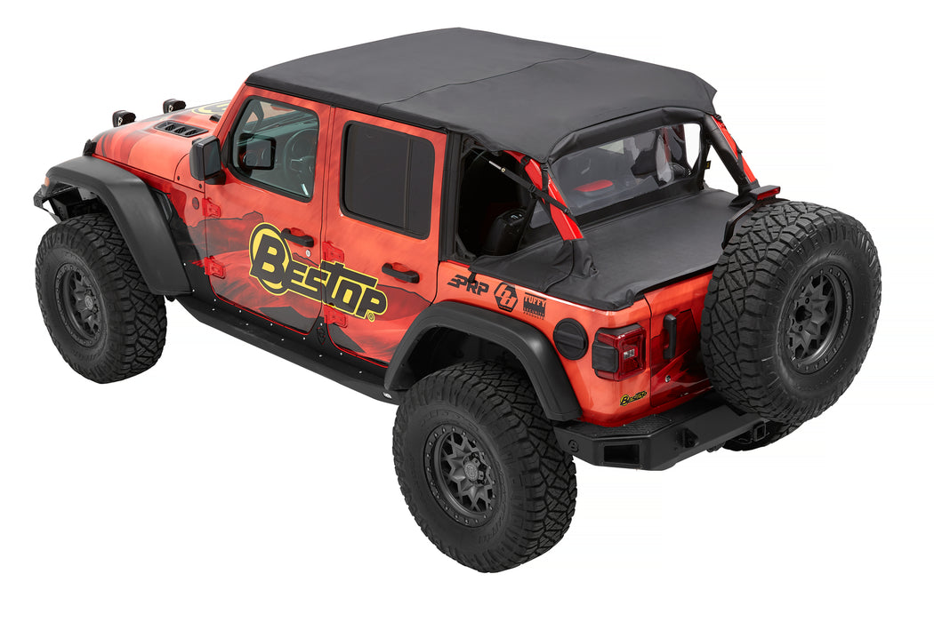Bestop 52608-35 Header Safari Cable Style Bikini - '18-22 Wrangler JL 4-Door (Black Diamond) - Truck Part Superstore