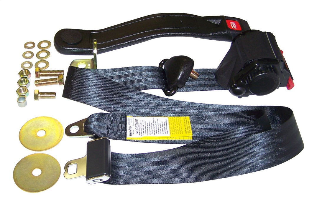 Crown Automotive Jeep Replacement BELT3B Seat Belt Set; Front Left; 3 Point; Black; Retractable; - Truck Part Superstore