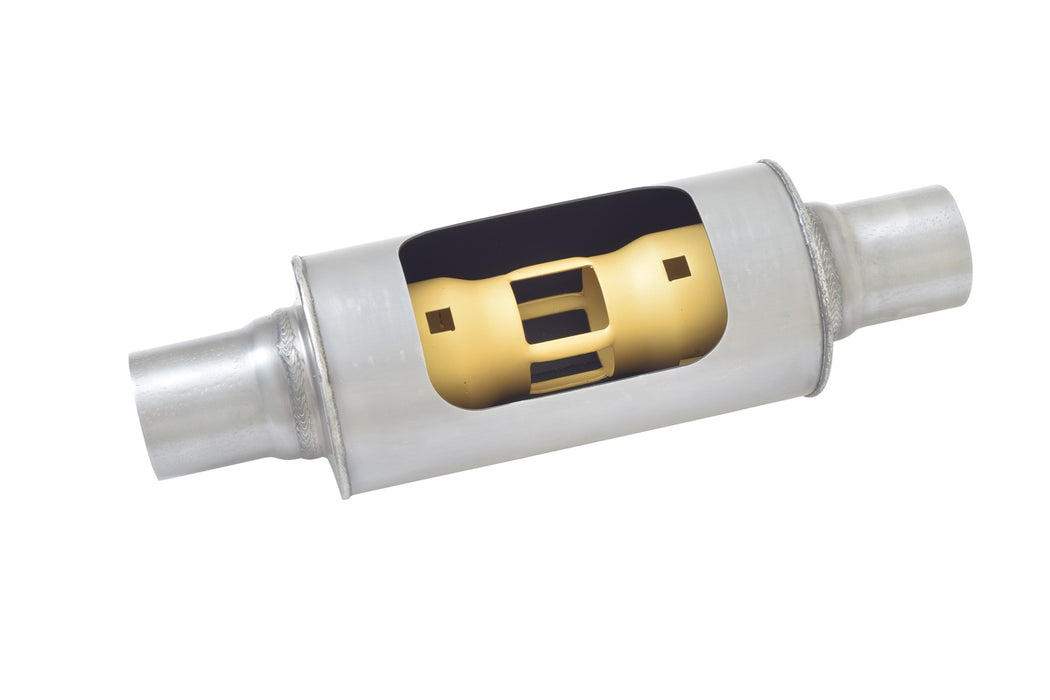 Gibson Performance Exhaust BM0113 MWA Center/Center Round Muffler; Stainless - Truck Part Superstore