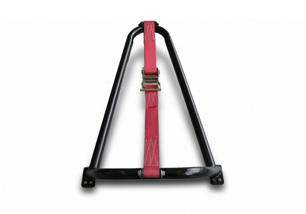 N-Fab BM1TCRD Gloss Black Bed Mounted Tire Carrier with Red Strap - Truck Part Superstore