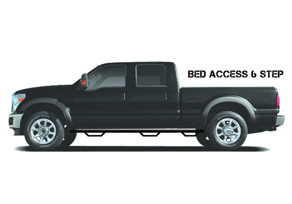 N-Fab C17105CC-6 Nerf Step-W2W w/Bed Acs (3 Stps)-17-19 Silv/Sierra HD 8ft. Crew DRW-GlossBlk - Truck Part Superstore