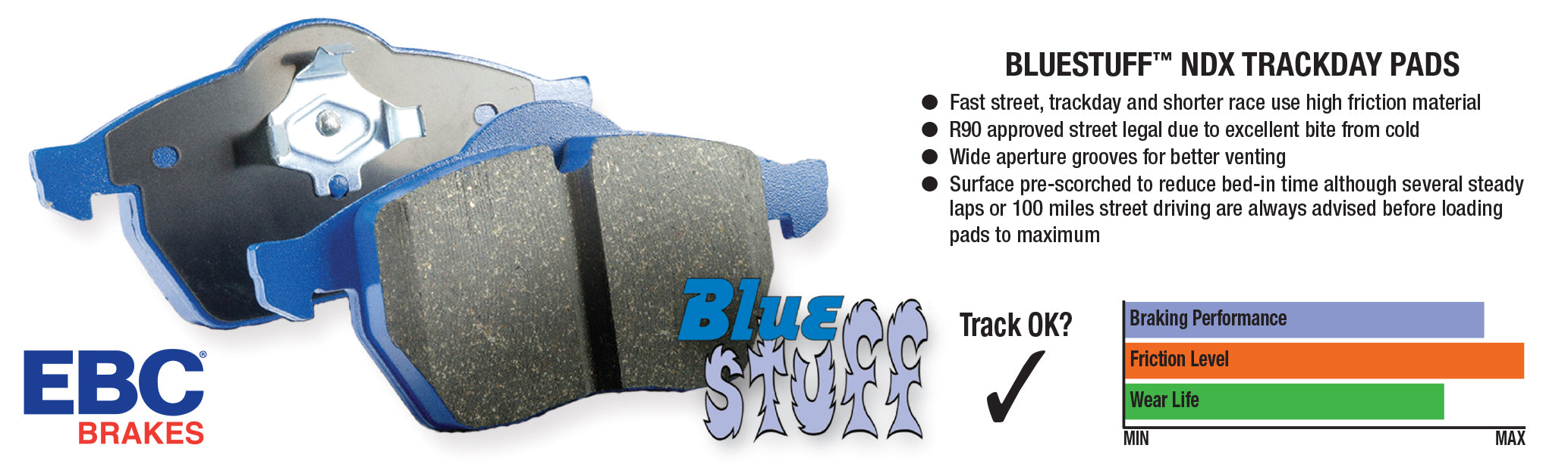 EBC Brakes DP51836NDX Bluestuff NDX Full Race Brake Pads - Truck Part Superstore