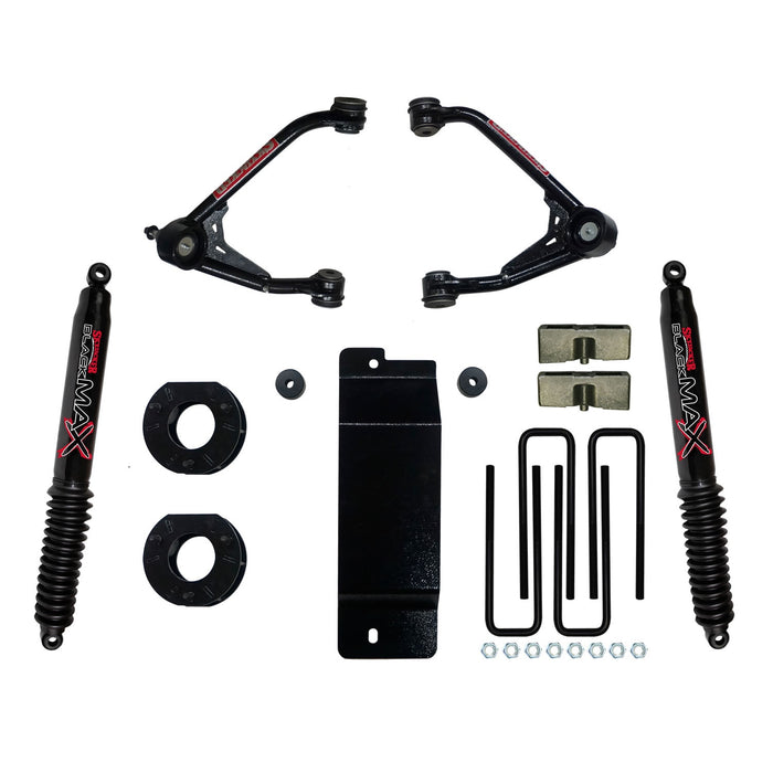 Skyjacker C7350PB 3.5-4 Inch Upper Control Arm Lift Kit With Black Max B8500 Rear Shocks - Truck Part Superstore