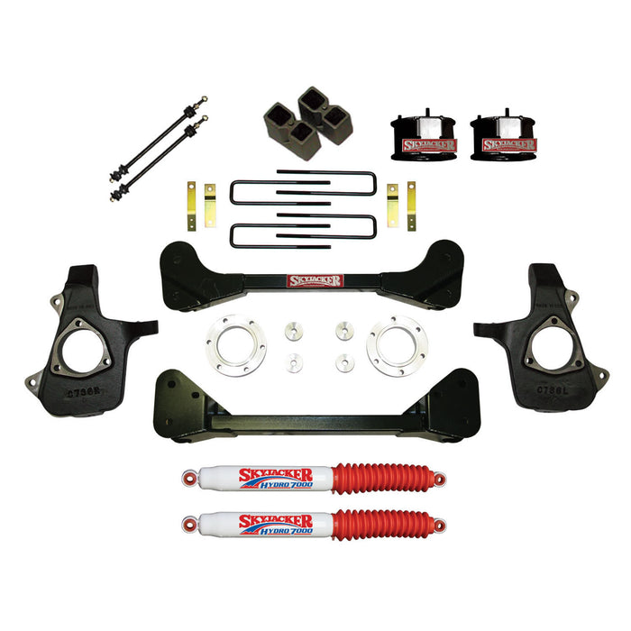 Skyjacker C7360PK-H Suspension Lift Kit w/Shock 4 Inch Lift 07-13 Silverado/Sierra 1500 07 GMC Sierra 1500 Classic Incl. Knuckles Crossmembers Front Spacer Block UBolt Skyjacker - Truck Part Superstore