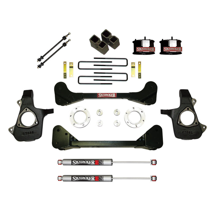 Skyjacker C7360PK-M Suspension Lift Kit w/Shock M95 Performance Shocks 4 Inch Lift 07-13 Silverado/Sierra 1500 07 GMC Sierra 1500 Classic Incl. Knuckles Crossmembers Front Spacer Block UBolt Skyjacker - Truck Part Superstore