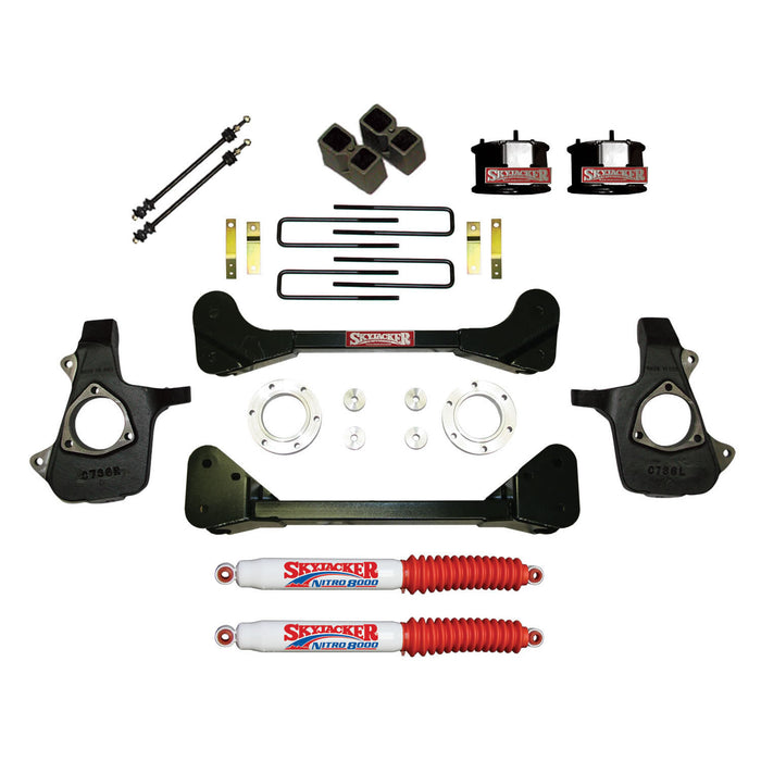 Skyjacker C7360PK-N Suspension Lift Kit w/Shock Nitro Shocks 4 Inch Lift 07-13 Silverado/Sierra 1500 07 GMC Sierra 1500 Classic Incl. Knuckles Crossmembers Front Spacer Block UBolt Skyjacker - Truck Part Superstore