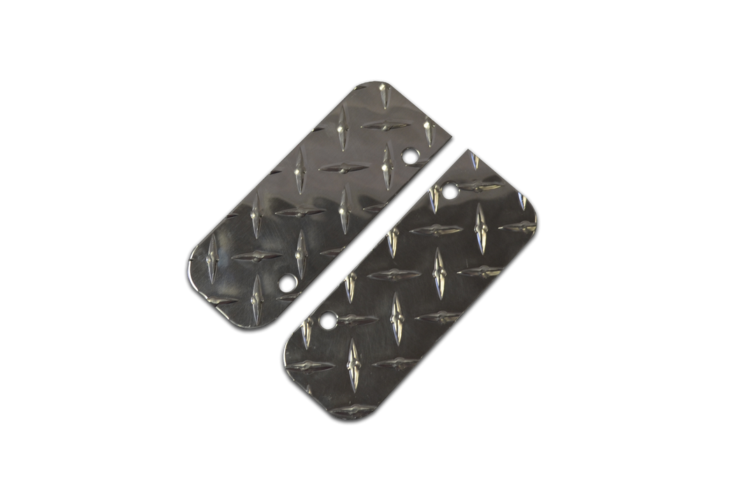 Owens Products C8000EC End Caps for Owens Classic Running Boards / Diamond Tread Aluminum / Bright / Pair / Owens Products - Truck Part Superstore