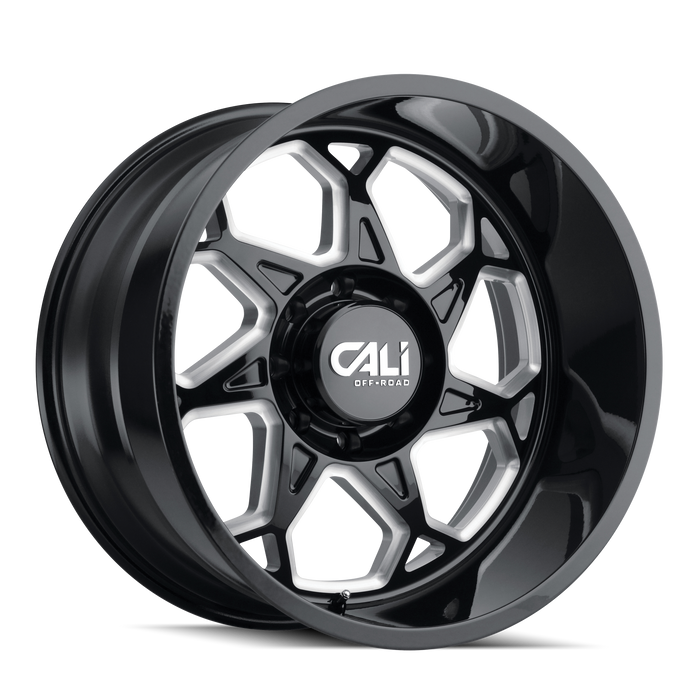 CALI OFF-ROAD 9111-2281BM SEVENFOLD (9111) GLOSS BLACK/MILLED SPOKES 20X12 8-165.1 -51mm 130.8mm - Truck Part Superstore