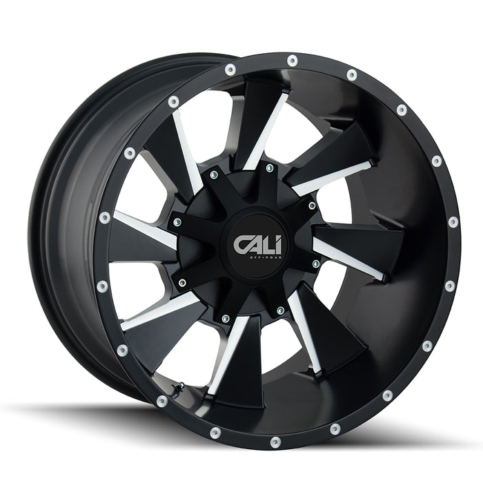 CALI OFF-ROAD 9106-24237M-47 DISTORTED (9106) SATIN BLACK/MILLED SPOKES 24X12 6-135/6-139.7 -47mm 106mm - Truck Part Superstore