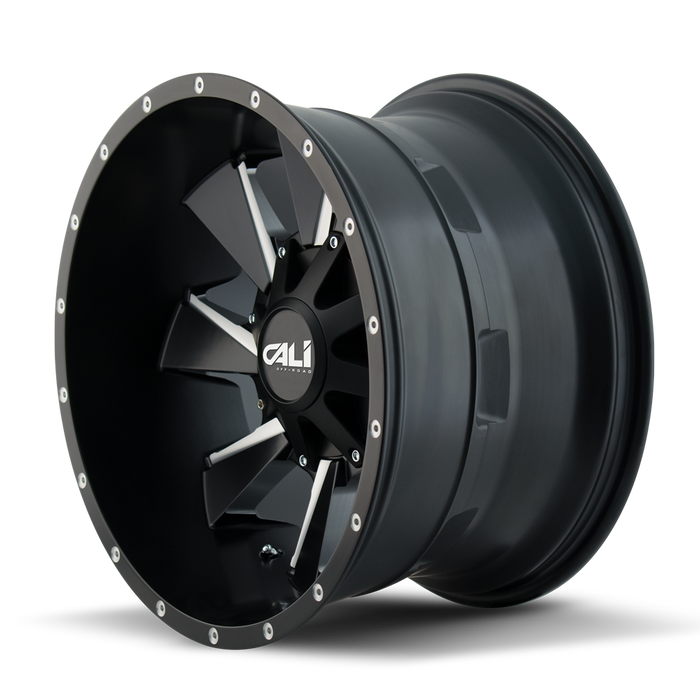 CALI OFF-ROAD 9106-24237M-47 DISTORTED (9106) SATIN BLACK/MILLED SPOKES 24X12 6-135/6-139.7 -47mm 106mm - Truck Part Superstore