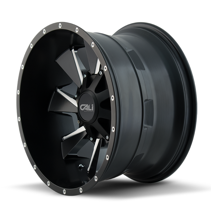 CALI OFF-ROAD 9106-24237M DISTORTED (9106) SATIN BLACK/MILLED SPOKES 24X12 6-135/6-139.7 -44MM 106MM - Truck Part Superstore