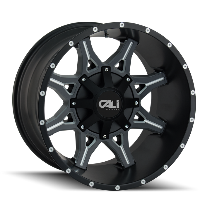 CALI OFF-ROAD 9107-2937M OBNOXIOUS (9107) SATIN BLACK/MILLED SPOKES 20X9 6-135/6-139.7 0MM 106MM - Truck Part Superstore