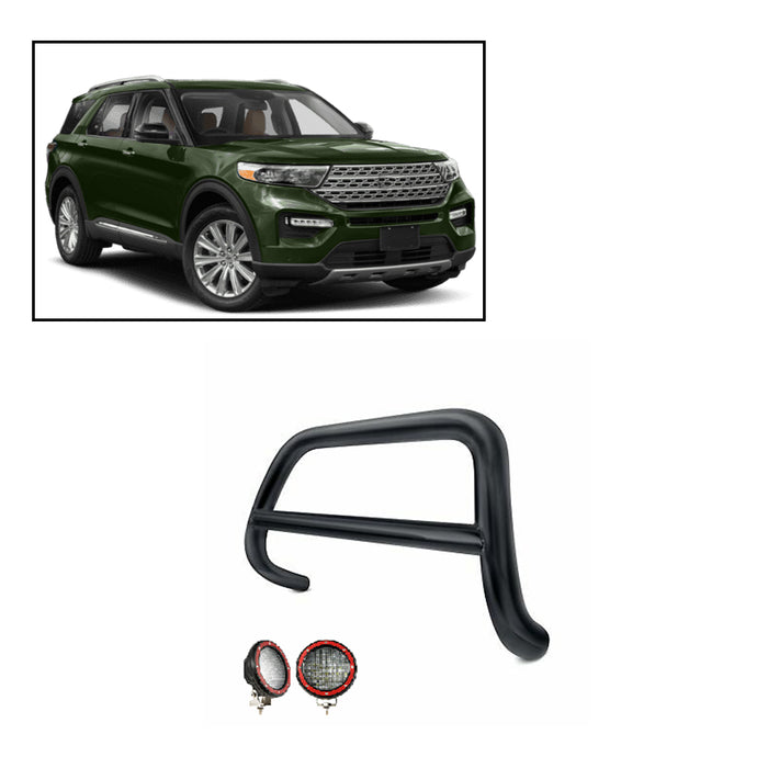 Black Horse Off Road CBB-FOB5802-PLFR Black Steel No skid plate License Plate Relocation Included - Truck Part Superstore
