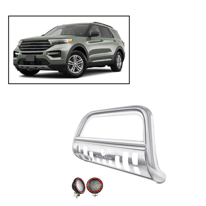 Black Horse Off Road CBS-FOB502SP-PLFR Stainless Steel Stainless Steel Skid Plate License Plate Relocation Included - Truck Part Superstore