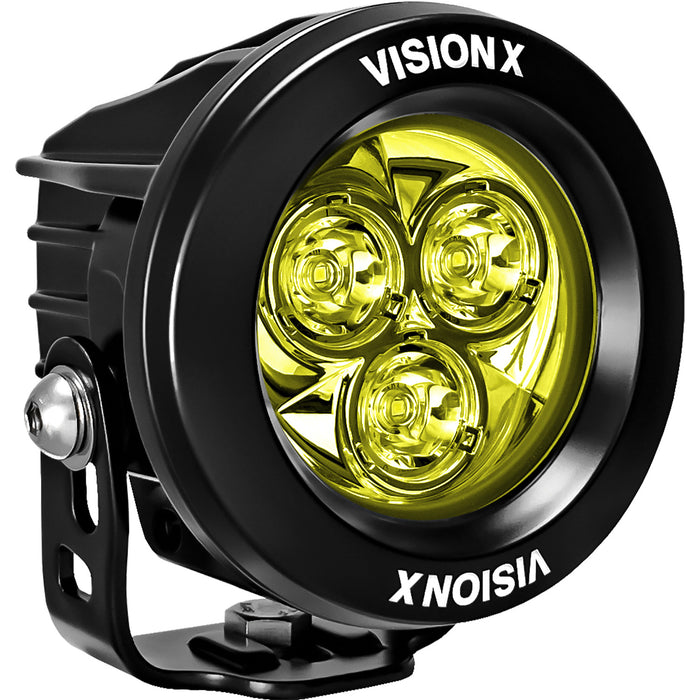 Vision X Lighting 9946719 SINGLE 3.7" SELECTIVE YELLOW 3 LED CANNON CG2 LIGHT INCLUDING PIG TAIL - Truck Part Superstore