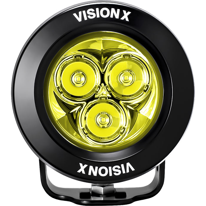 Vision X Lighting 9946719 SINGLE 3.7" SELECTIVE YELLOW 3 LED CANNON CG2 LIGHT INCLUDING PIG TAIL - Truck Part Superstore