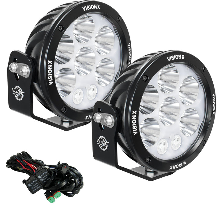 Vision X Lighting 1236216 Pair Of 6.7" Cannon Adventure Halo 8 LED Light Mixed Beam Including Harness - Truck Part Superstore