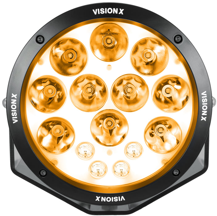Vision X Lighting 1238117 SINGLE 8.7" CANNON ADV AMBER HALO 14 LED LIGHT MIXED BEAM DUAL MODE - Truck Part Superstore