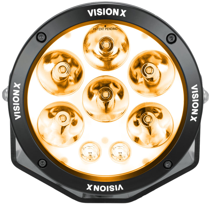 Vision X Lighting 1236117 SINGLE 6.7" CANNON ADV AMBER HALO 8 LED LIGHT MIXED BEAM DUAL MODE - Truck Part Superstore