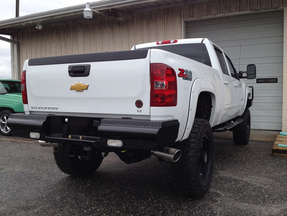 Fab Fours CH11-T2150-1 Black Steel Ranch Rear Bumper; 2 Stage Black Powder Coated; - Truck Part Superstore