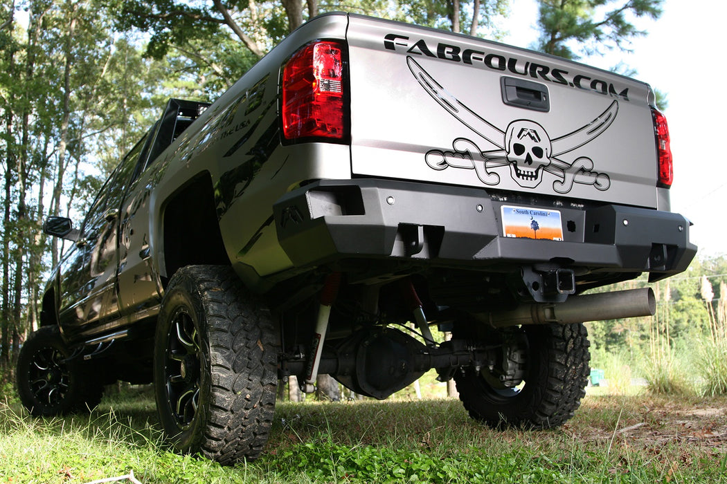Fab Fours CH14-W3051-1 Premium Rear Bumper; 2 Stage Black Powder Coated; w/Sensors; - Truck Part Superstore