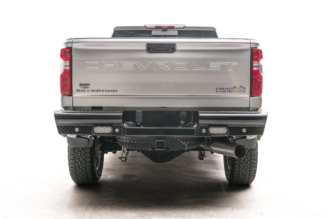 Fab Fours CH20-T4950-1 Black Steel Ranch Rear Bumper; w/Steel Tread Plate; - Truck Part Superstore