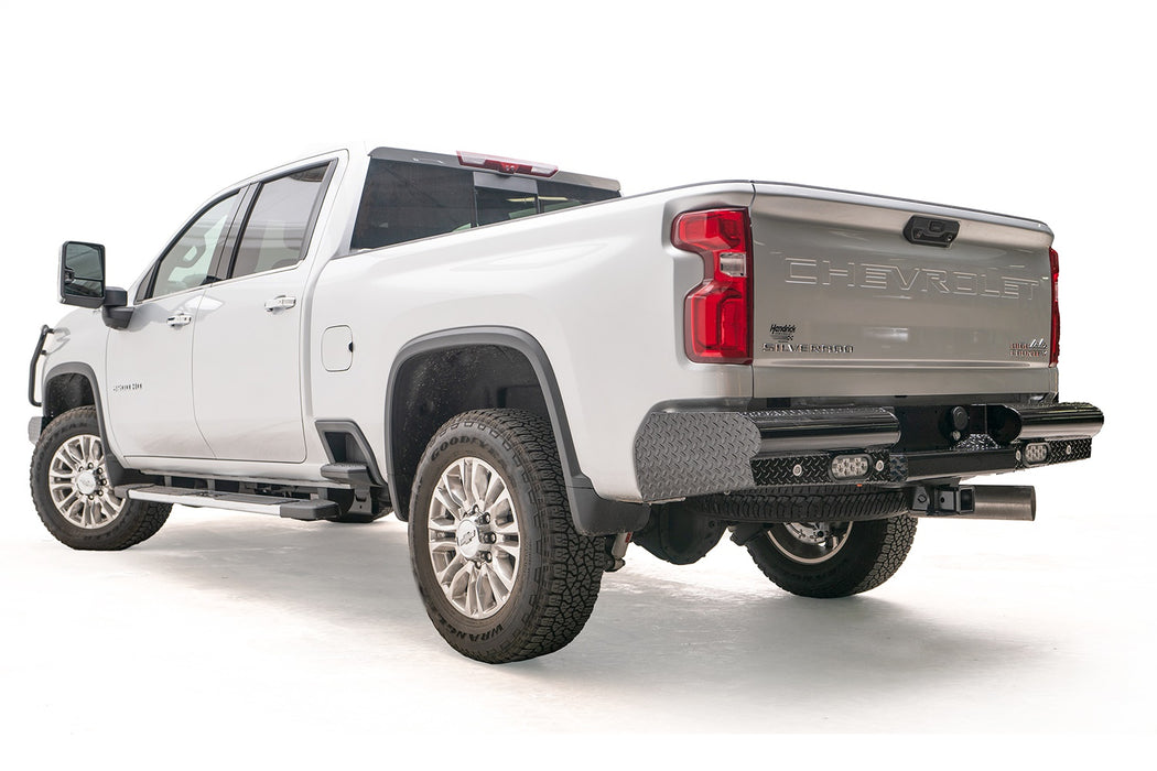 Fab Fours CH20-T4950-1 Black Steel Ranch Rear Bumper; w/Steel Tread Plate; - Truck Part Superstore