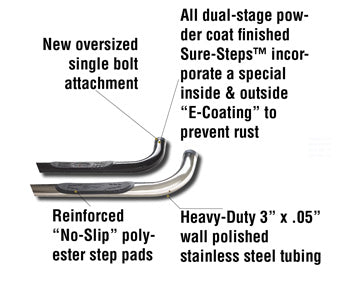 Smittybilt CN110-S2S Sure Step 3 Inch Side Bars 95-99 Tahoe/Yukon 1500 2 Door Stainless Steel Smittybilt - Truck Part Superstore