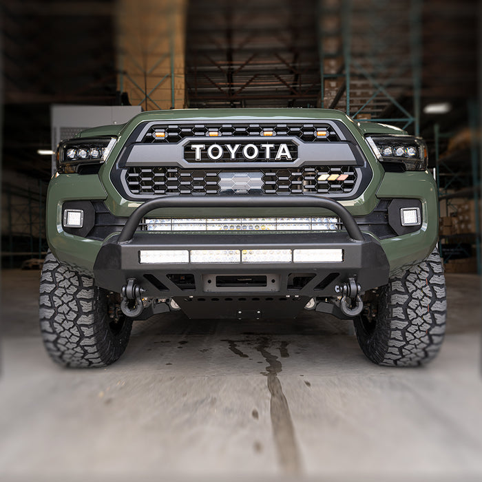 Cali Raised LED CR2975 16-Up Tacoma Stealth Bumper 32 Inch LED Bar Combo Beam Bumper Light Bar-Blue-Small Relocation Mounts Only Bumper Light Bar Switch No Winch No D-Ring Cali Raised LED - Truck Part Superstore