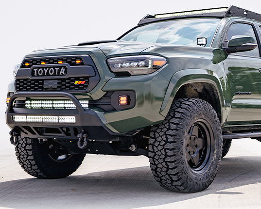 Cali Raised LED CR3179 16-Up Tacoma Stealth Bumper 32 Inch LED Bar Spot Beam No Switch 32 Inch Combo Beam with Relocation Mounts Bumper Light Bar Switch No Winch No D-Ring Cali Raised LED - Truck Part Superstore