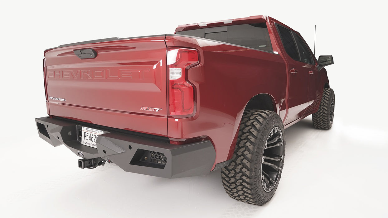 Fab Fours CS19-E4051-1 Vengeance Rear Bumper; 2 Stage Black Powder Coated; w/Sensors; - Truck Part Superstore