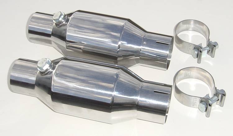 Pypes Performance Exhaust CVM11K High Flow Mini Catalytic Converter 300 Cell Count 2.5 in Metallic Substrate Polished 304 Stainless Steel Pypes Exhaust - Truck Part Superstore