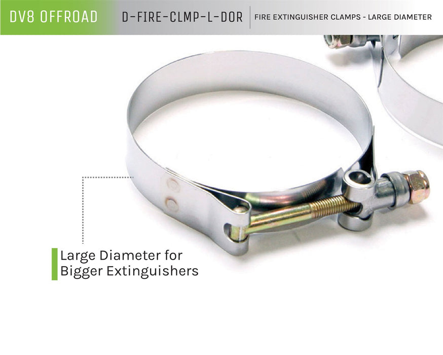 DV8 Offroad D-FIRE-CLMP-L-DOR Fire Extinguisher Mount Clamps Large DV8 Offroad - Truck Part Superstore