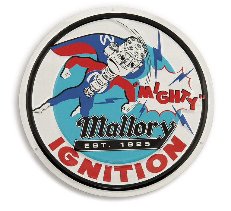 Mallory D-10 Metal Sign; Mallory Man Artwork; 12 in. Dia; - Truck Part Superstore