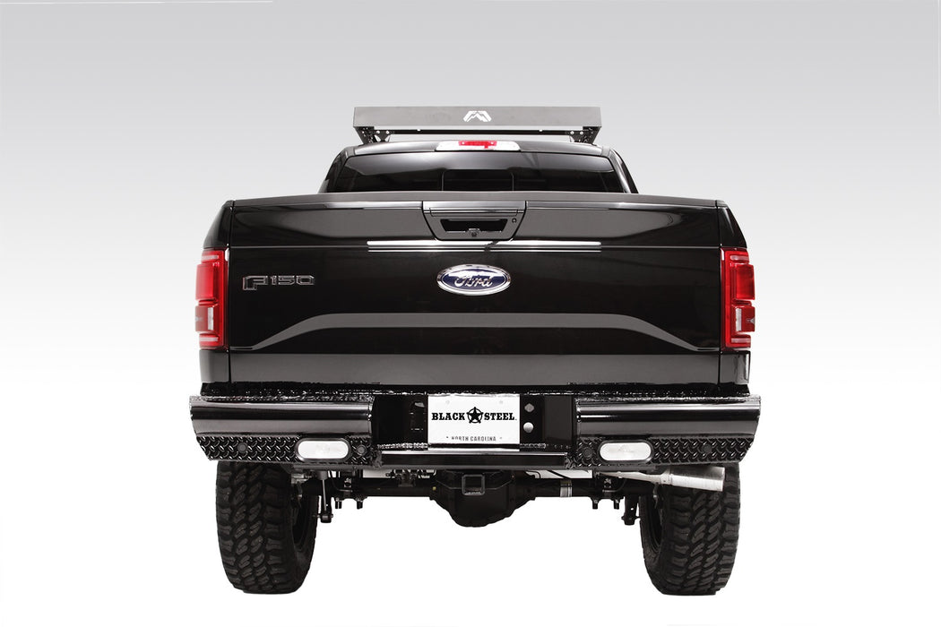 Fab Fours FF15-T3250-1 Black Steel Ranch Rear Bumper; 2 Stage Black Powder Coated; - Truck Part Superstore